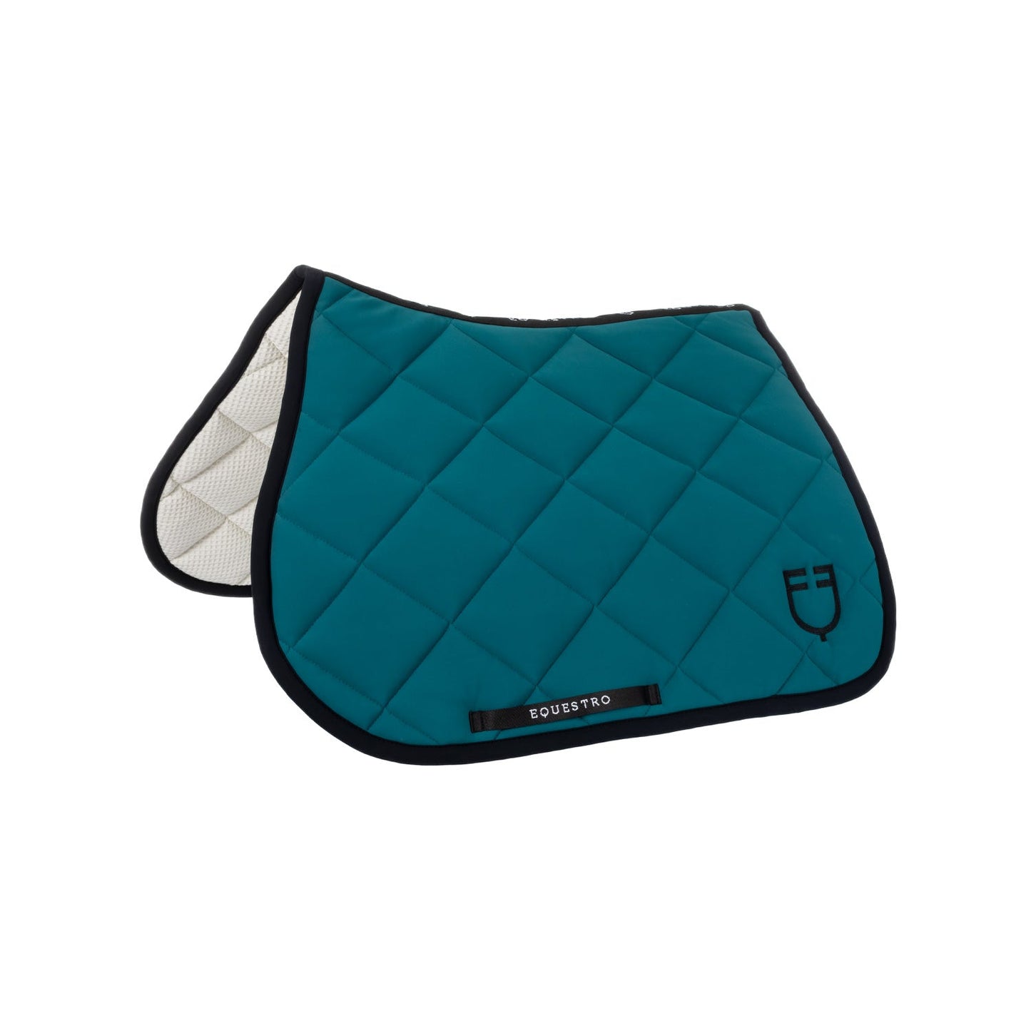 Equestro Horse Jumping Saddle Pad With Embroidered Logo Black Line Edition