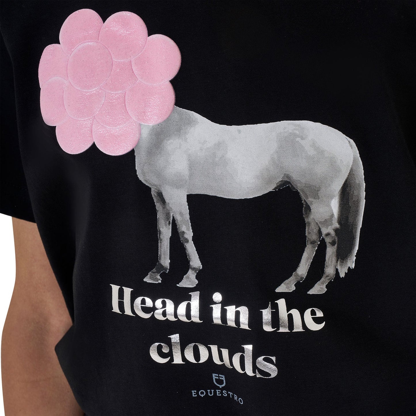 Equestro Girls' Head In The Clouds Cotton T-Shirt #colour_black
