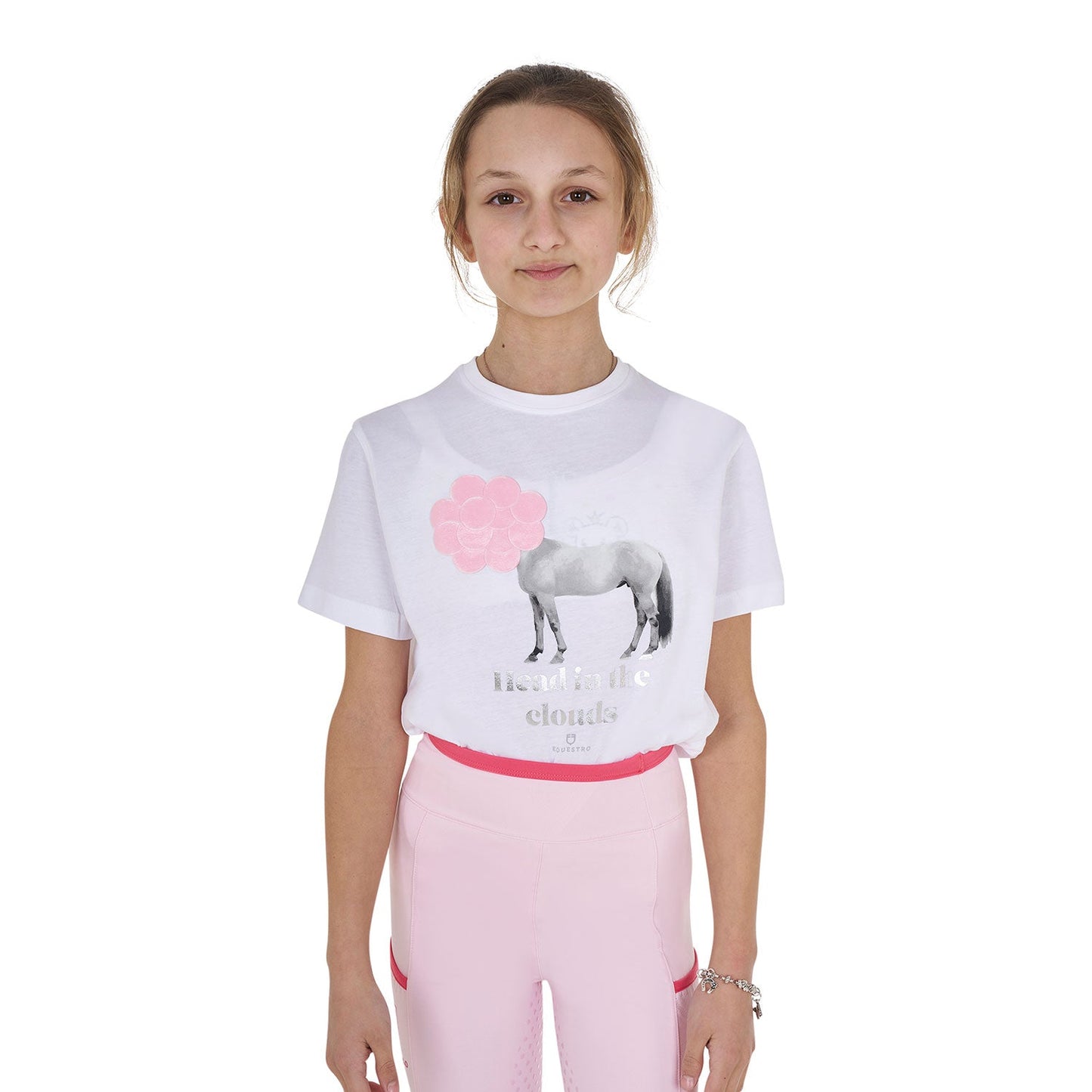 Equestro Girls' Head In The Clouds Cotton T-Shirt #colour_white