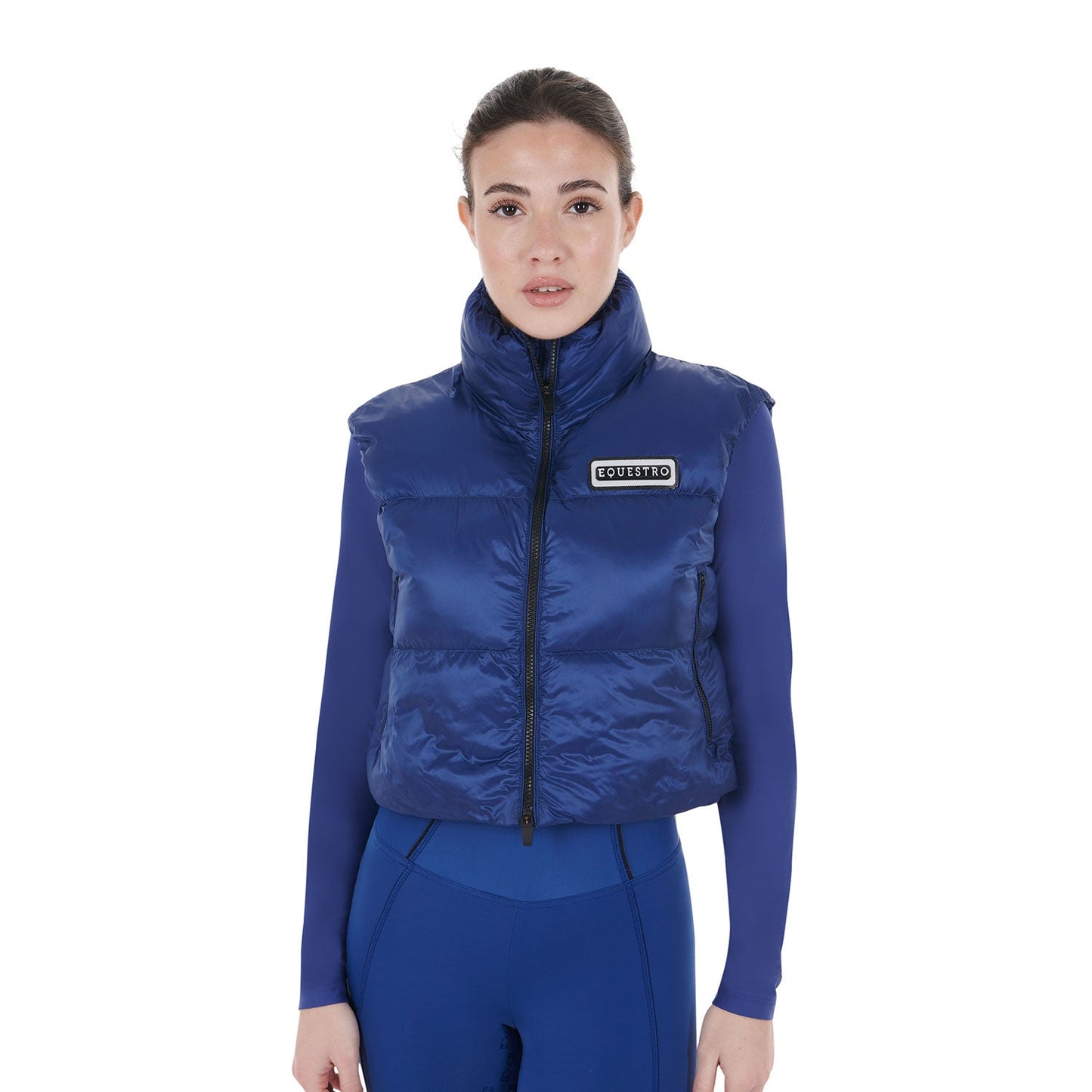 Equestro Women's Zippered Cropped Vest Women's In Tearproof Fabric