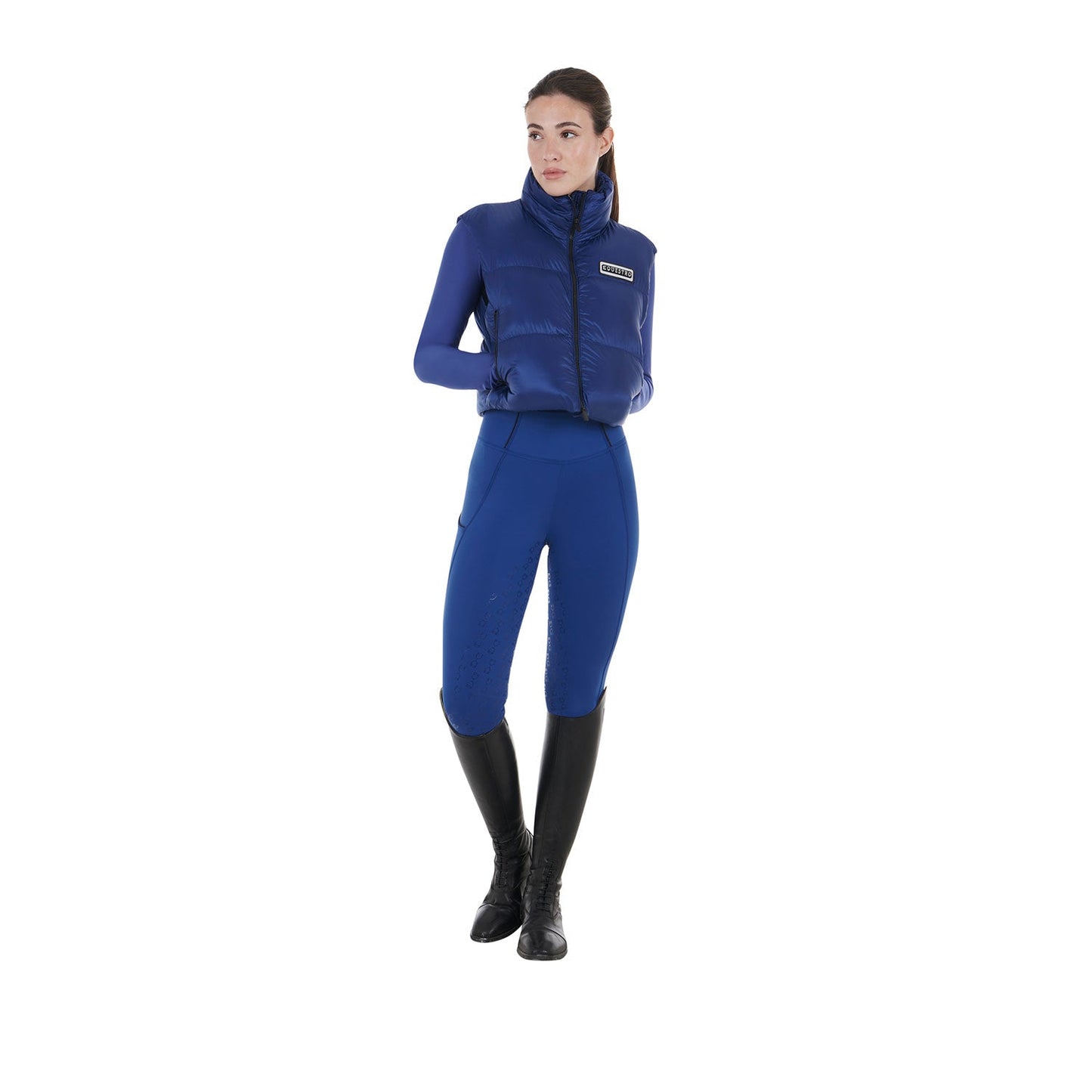 Equestro Women's Zippered Cropped Vest Women's In Tearproof Fabric