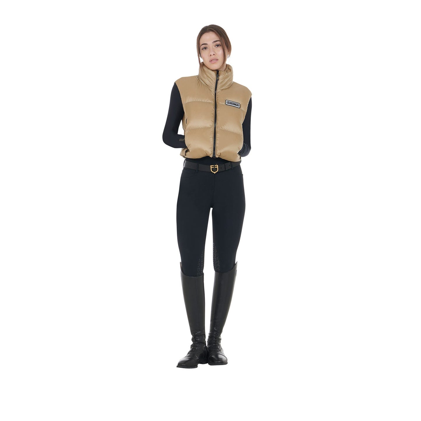 Equestro Women's Zippered Cropped Vest Women's In Tearproof Fabric