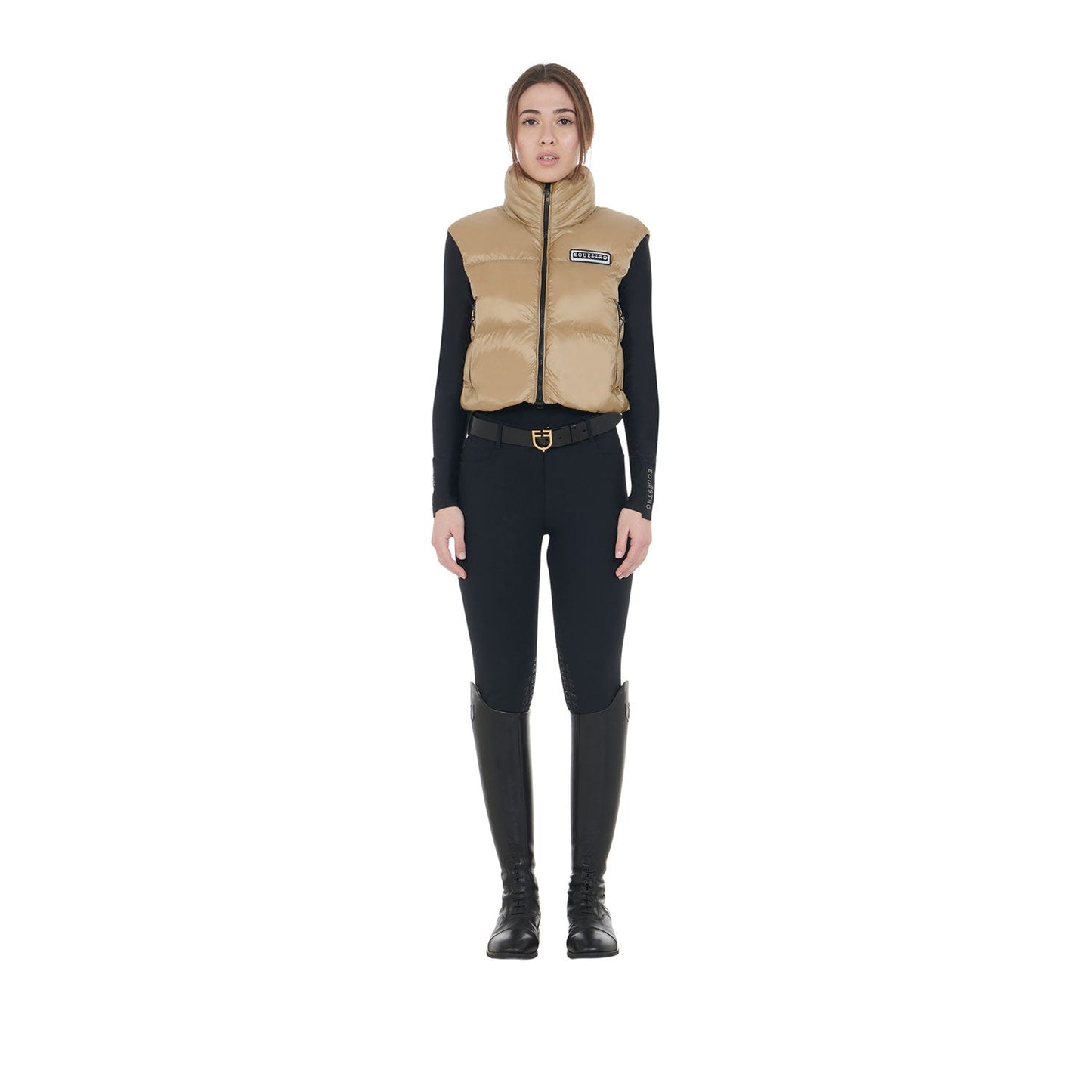 Equestro Women's Zippered Cropped Vest Women's In Tearproof Fabric