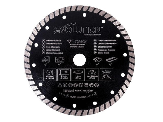 Evolution 185mm Segmented Diamond Blade for Stone Concrete Marble Cutting