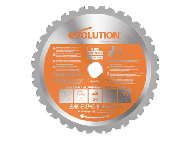 Evolution Multi-Material Mitre Saw Blade 185mm 20T for Wood Steel Aluminium