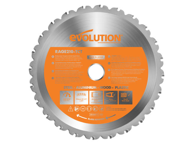 Evolution 210mm Multi-Material Mitre Saw Blade 24T for Wood Steel Aluminium