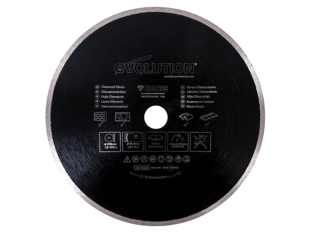 Evolution RAGE Diamond Blade 255mm Continuous Rim for Stone Concrete Cutting
