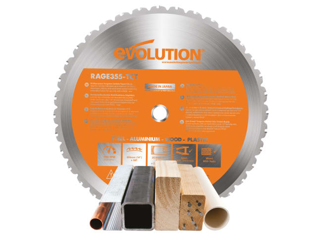 Evolution Multi-Material Chop Saw Blade 355mm 36T for Steel Wood Aluminium