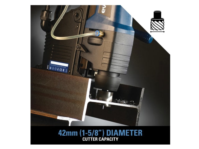 Evolution EVOMAG42 Magnetic Drill 1200W 240V with 1500kg Adhesion 42mm Cutter