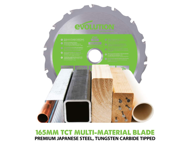 Evolution F165CCSL 1200W Multi-Material Circular Saw with Blade & Accessories