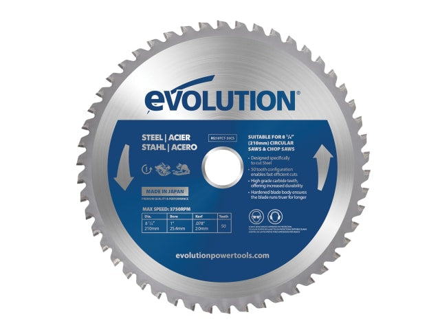 Evolution 210mm Mild Steel Cutting Circular Saw Blade 50T for S210CCS