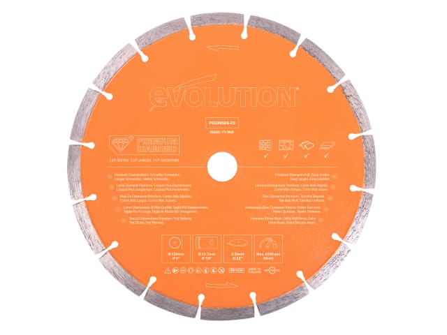 Evolution Premium Diamond Disc Cutter Blade 230mm for Concrete and Masonry