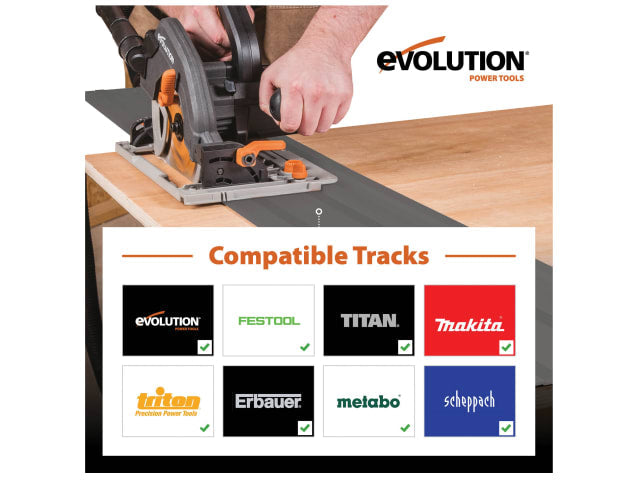 Evolution R185CCSX Circular Track Saw Kit 185mm 1600W 110V Adjustable Depth