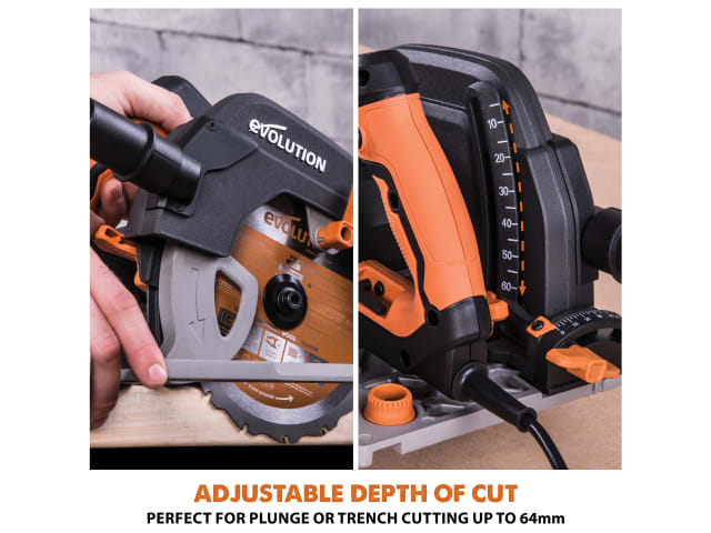 Evolution R185CCSX Circular Track Saw Kit 185mm 1600W 110V Adjustable Depth