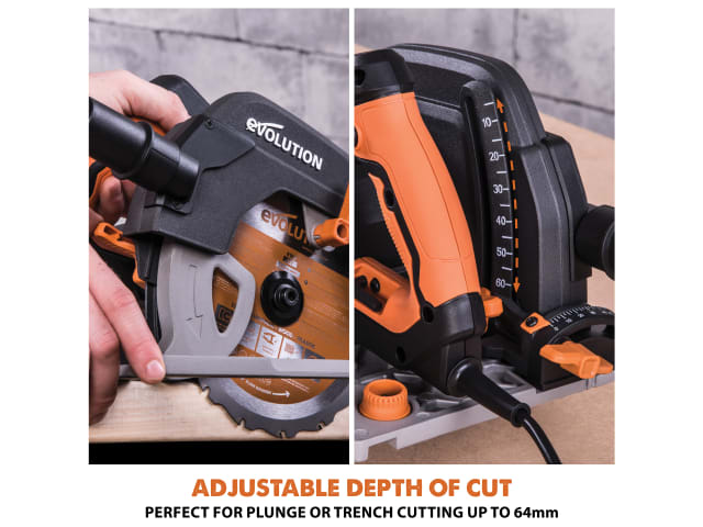 Evolution R185CCSX Circular Track Saw Kit 185mm 1600W Adjustable Depth