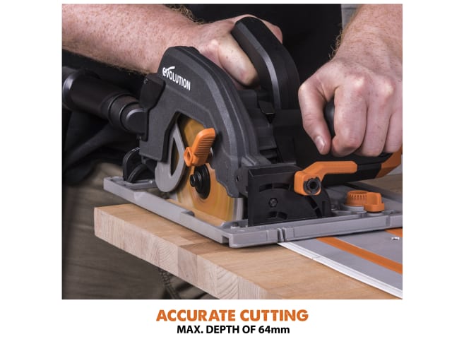 Evolution R185CCSX+ Circular Track Saw 185mm 1600W 110V Adjustable Depth