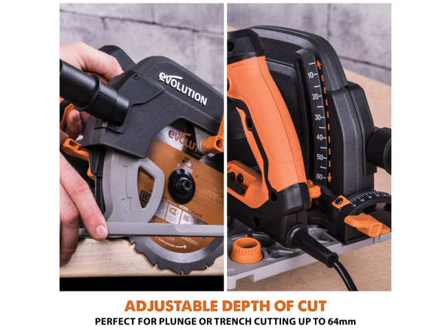 Evolution R185CCSX+ Circular Track Saw 185mm 1600W 110V Adjustable Depth