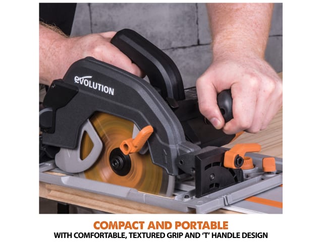 Evolution R185CCSX+ Circular Track Saw 185mm 1600W 110V Adjustable Depth