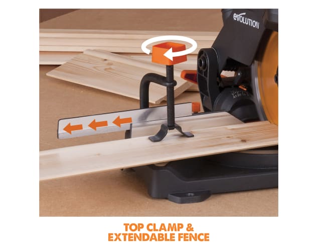 Evolution R210CMS 1200W Multi-Purpose Compound Mitre Saw 110V TCT Blade
