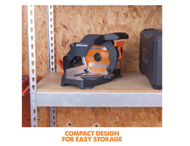 Evolution R210CMS 1200W Multi-Purpose Compound Mitre Saw 110V TCT Blade