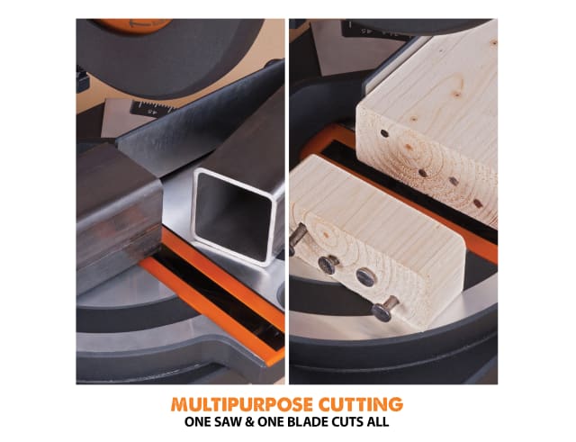 Evolution R210CMS 1200W Multi-Purpose Compound Mitre Saw 240V TCT Blade