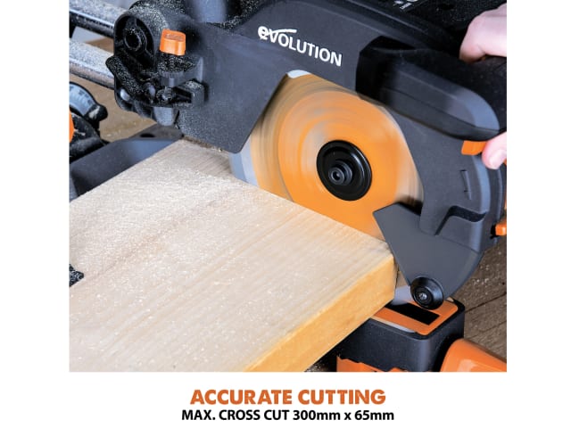 Evolution R210SMS-300+ Pro Sliding Mitre Saw 210mm 1500W Multi-Material