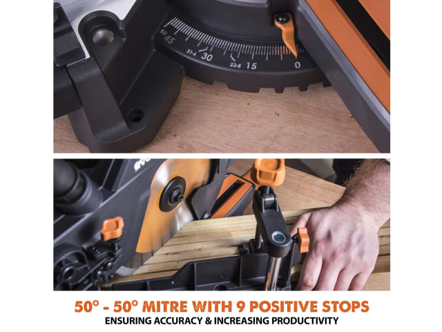 Evolution R210SMS-300+ Pro Sliding Mitre Saw 210mm 1500W Multi-Material