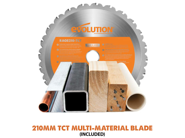 Evolution R210SMS+ Pro Sliding Mitre Saw 210mm 1500W Multi-Material Cutting