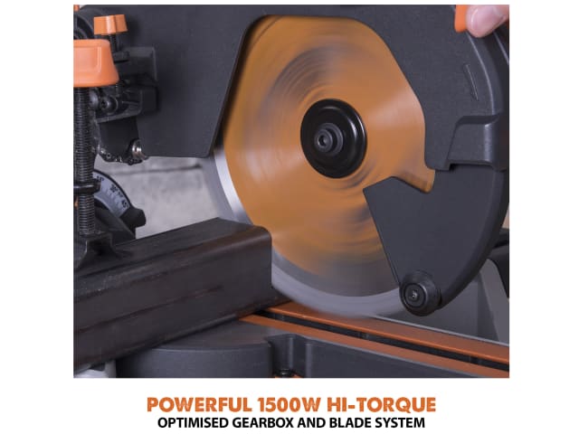 Evolution R210SMS+ Pro Sliding Mitre Saw 210mm 1500W Multi-Material Cutting