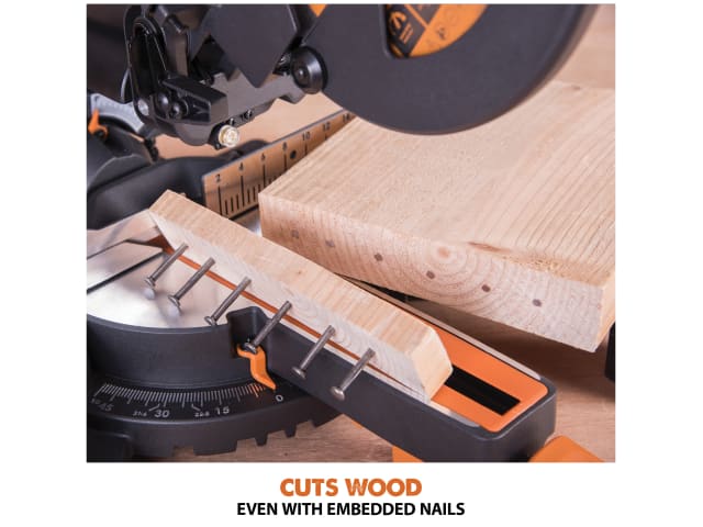 Evolution R210SMS+ Pro Sliding Mitre Saw 210mm 1500W Multi-Material Cutting
