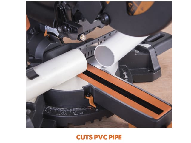 Evolution R210SMS+ Pro Sliding Mitre Saw 210mm 1500W Multi-Material Cutting