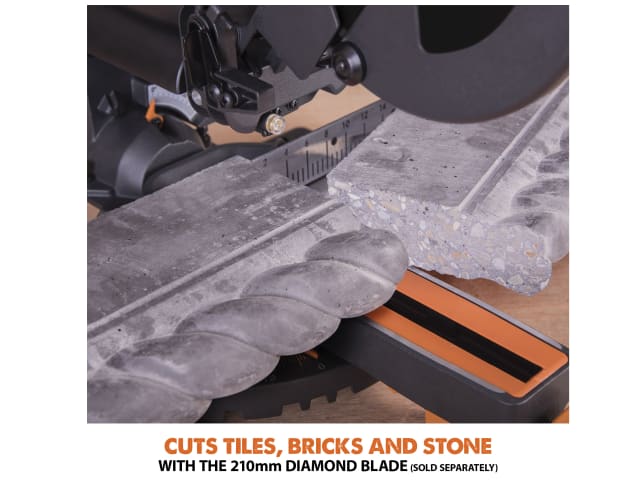 Evolution R210SMS+ Pro Sliding Mitre Saw 210mm 1500W Multi-Material Cutting