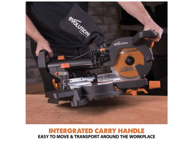 Evolution R210SMS+ Pro Sliding Mitre Saw 210mm 1500W Multi-Material Cutting