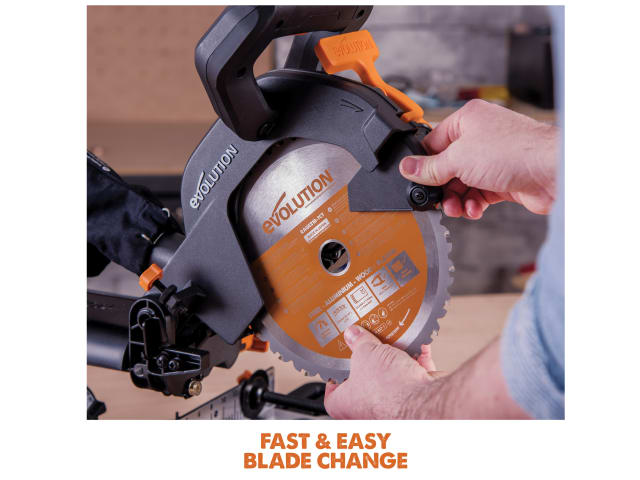 Evolution R210SMS+ Pro Sliding Mitre Saw 210mm 1500W Multi-Material Cutting
