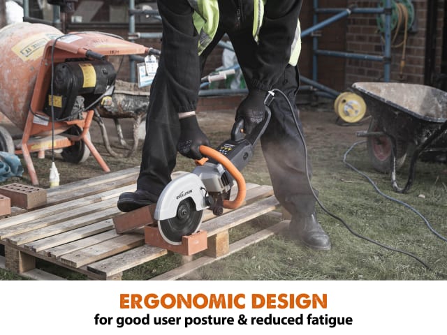 Evolution R230DCT 230mm Disc Cutter 1600W 110V + Diamond Blade & Safety Features