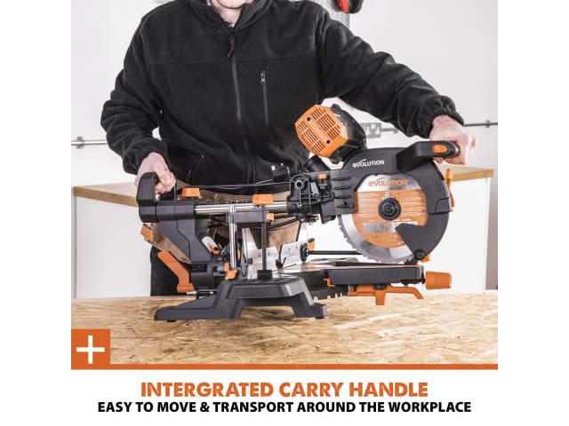 Evolution R255SMS-DB+ 255mm Sliding Mitre Saw 1600W 110V Multi-Material
