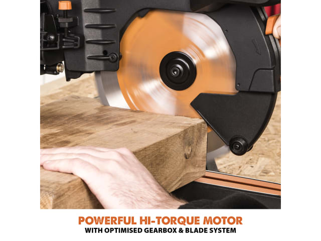Evolution R255SMS-DB+ 255mm Sliding Mitre Saw 1600W 110V Multi-Material