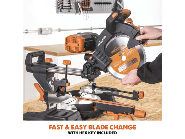 Evolution R255SMS-DB+ 255mm Sliding Mitre Saw 1600W 110V Multi-Material