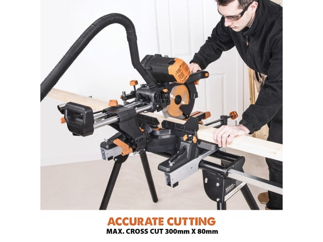 Evolution R255SMS-DB+ 255mm Sliding Mitre Saw 2000W Multi-Material Cutting