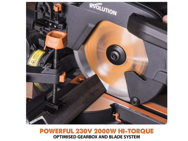 Evolution R255SMS+ Pro Sliding Mitre Saw 255mm 2000W Multi-Material Cutting