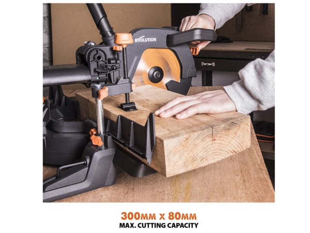 Evolution R255SMS+ Pro Sliding Mitre Saw 255mm 2000W Multi-Material Cutting