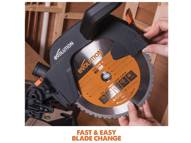 Evolution R255SMS+ Pro Sliding Mitre Saw 255mm 2000W Multi-Material Cutting