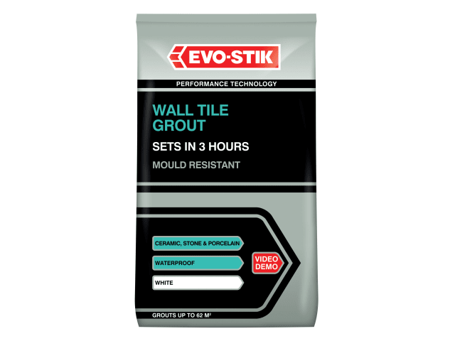 EVO-STIK Mould Resistant Wall Tile Grout White 500g Fast Setting Waterproof