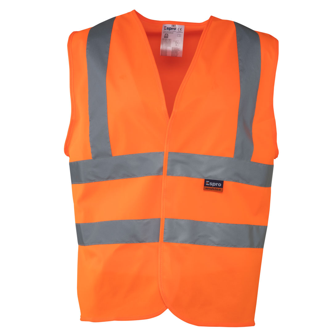 Espro High Visibility Waistcoat Velcro Fastening EN20471 Reflective Safety Gear