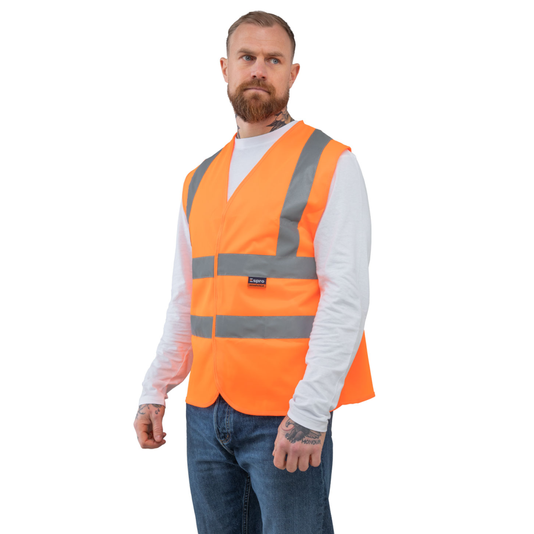 Espro High Visibility Waistcoat Velcro Fastening EN20471 Reflective Safety Gear