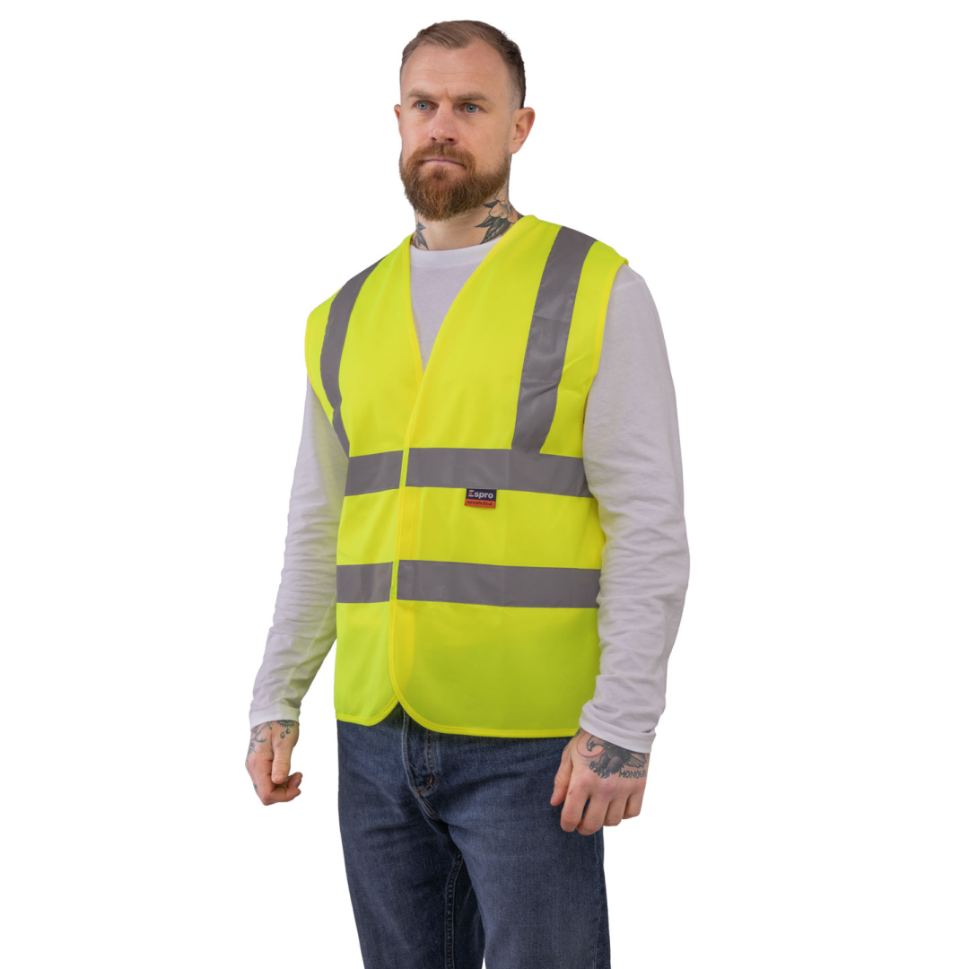 Espro High Visibility Waistcoat Velcro Fastening EN20471 Reflective Safety Gear