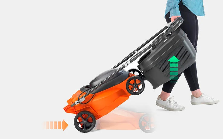 Flymo 36V EasiStore 340R Battery Lawn Mower 34cm with Rear Roller & Storage