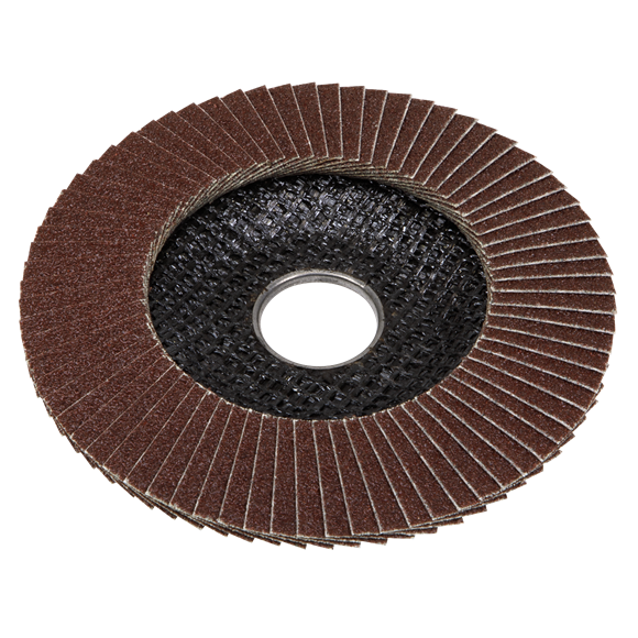 Sealey 120 Grit Aluminium Oxide Flap Discs 115mm Pack of 10 for Surface Prep