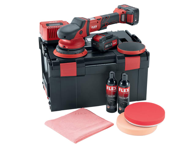 FLEX 18V Random Orbital Polisher 150mm with 2 x 5.0Ah Li-ion Batteries