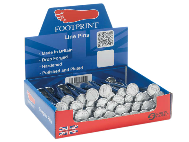 Footprint 620CD Steel Line Pins 160mm Chrome Plated Display Box of 50